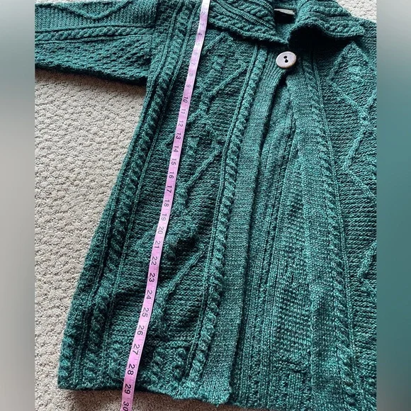 Made in Ireland green wool knit long sweater - Picture 11 of 15